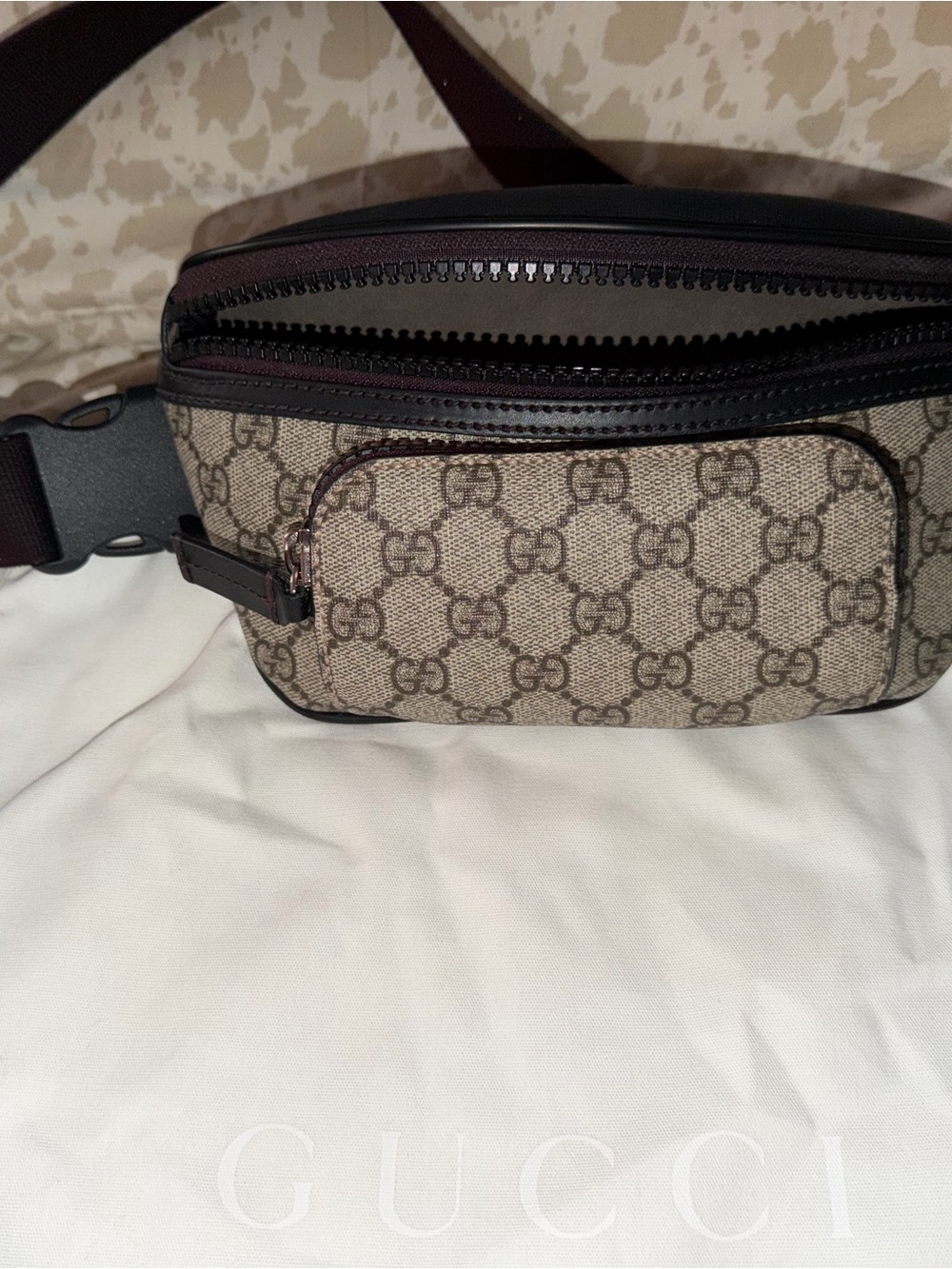 Gucci Beige and Brown GG Supreme Canvas Belt Bag